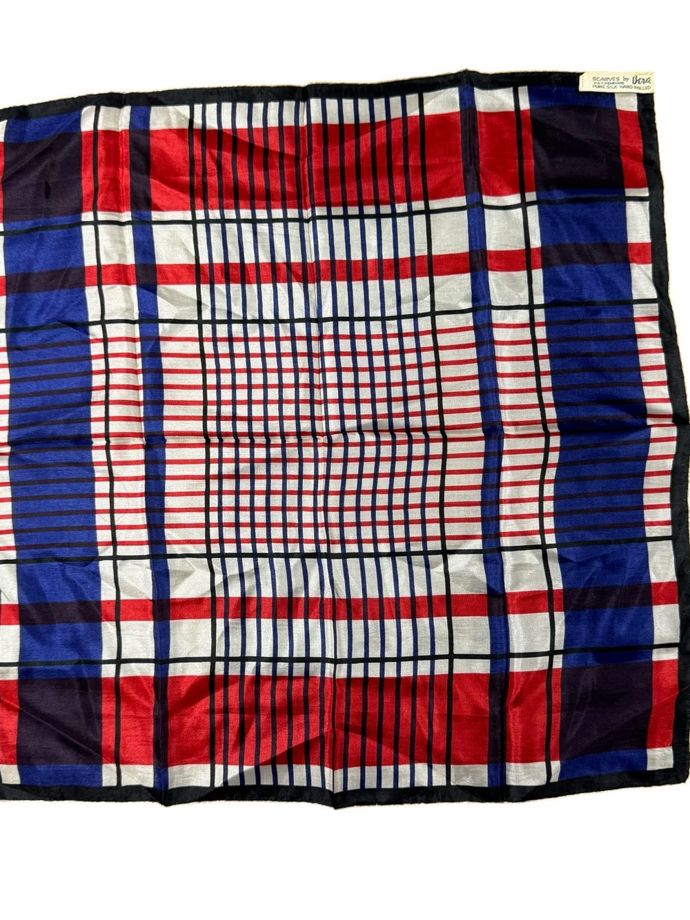 Vintage 50s 60s Silk Scarf in Plaid